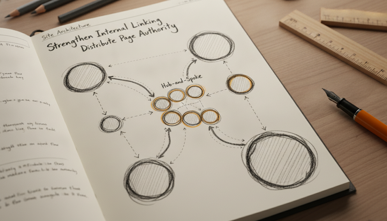 Sketch of a website's internal linking and page authority distribution.