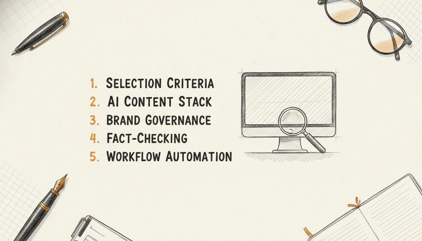 A minimalist sketch of a checklist for selecting an AI content stack.