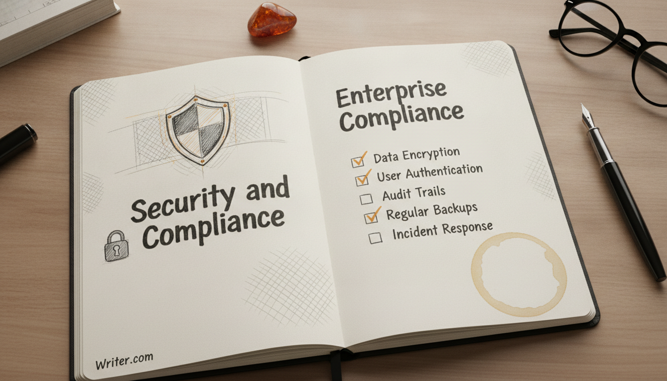 Hand-drawn sketch representing security, enterprise compliance, and data protection.