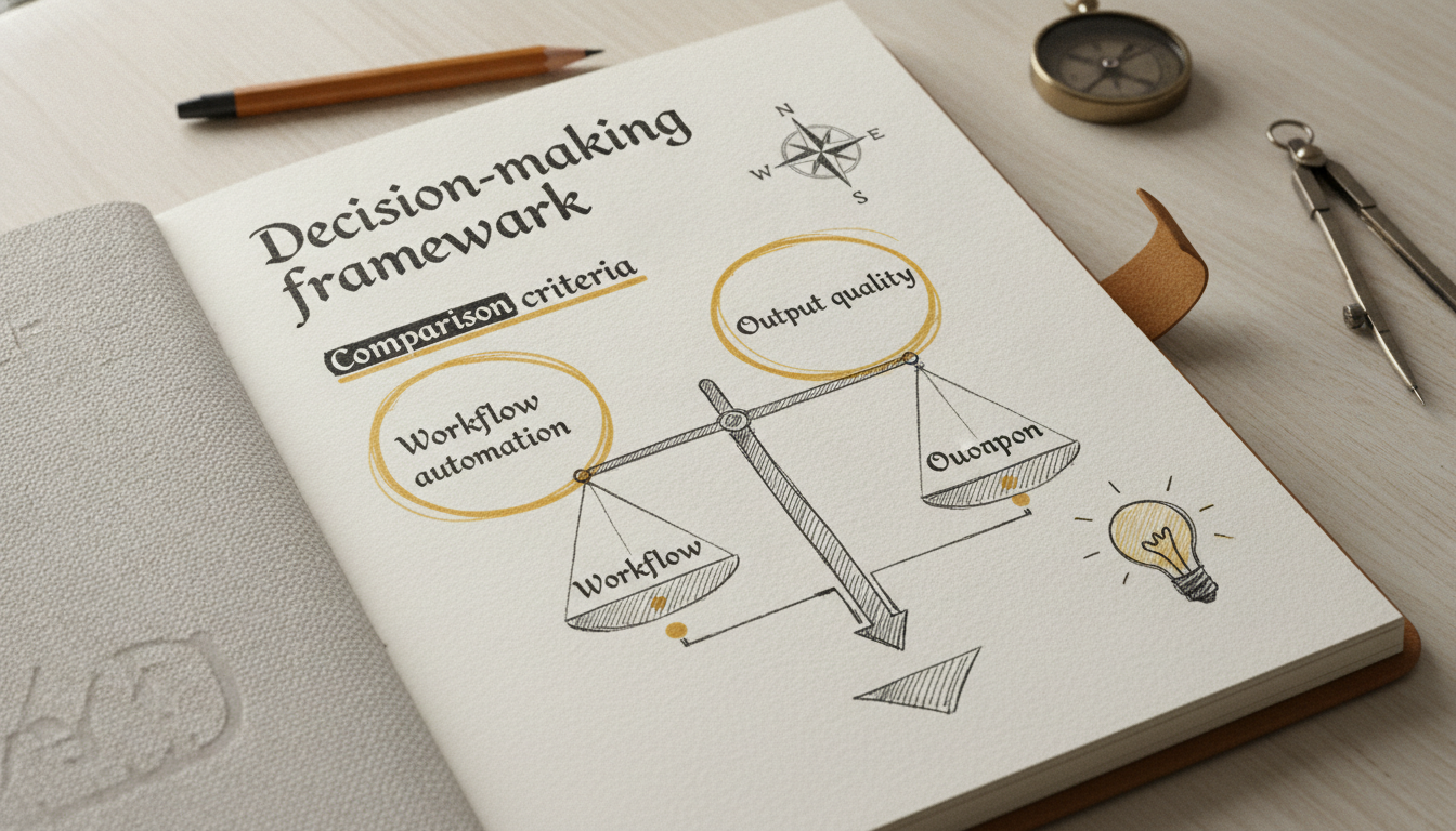Sketch of a decision-making framework for choosing the right AI writing tool.